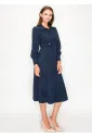 Navy corduroy shirt dress with button details