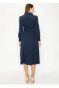 Navy corduroy shirt dress with button details