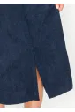 Navy corduroy shirt dress with button details
