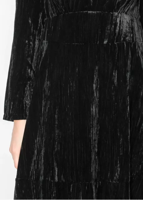 Black Velvet Collared Midi Dress