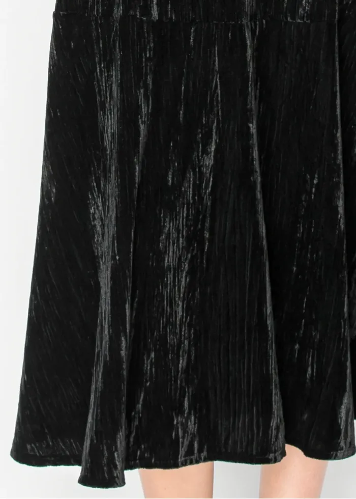 Black Velvet Collared Midi Dress