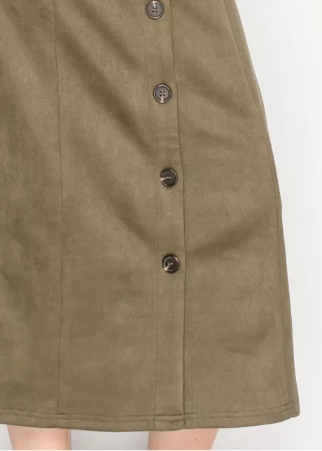 Olive Sleeveless Midi Dress with Pockets