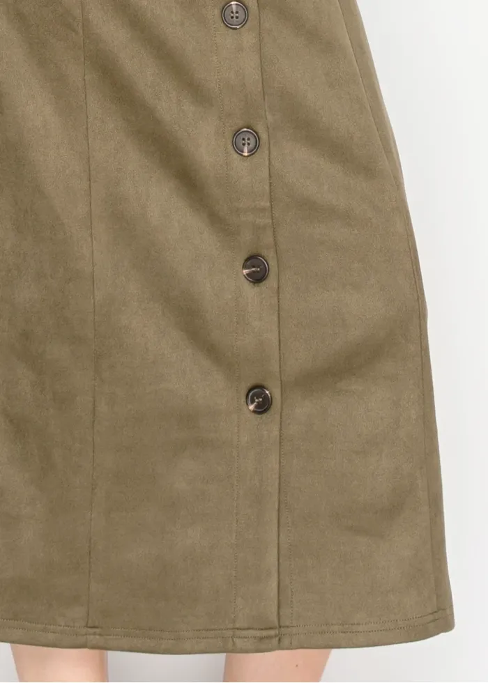 Olive Sleeveless Midi Dress with Pockets