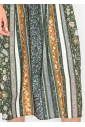 Olive Mixed Print Belted Midi Dress