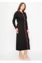 Long Cable Knit Dress with Contrast Trim