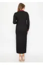 Long Cable Knit Dress with Contrast Trim