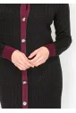 Long Cable Knit Dress with Contrast Trim