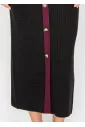 Long Cable Knit Dress with Contrast Trim