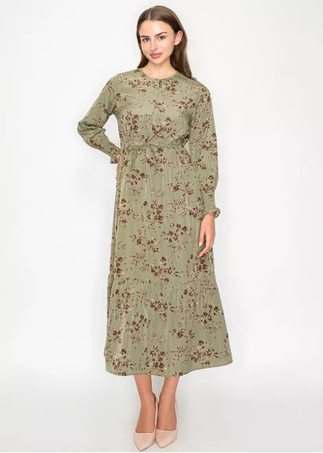 Olive Tiered Floral Midi Dress Olive Tiered Floral Midi Dress
