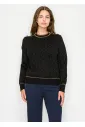 Shimmer Detail Knit Pullover in Black