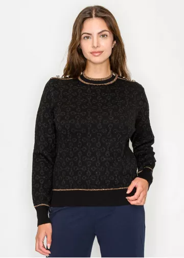 Shimmer Detail Knit Pullover in Black Shimmer Detail Knit Pullover in Black