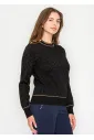 Shimmer Detail Knit Pullover in Black