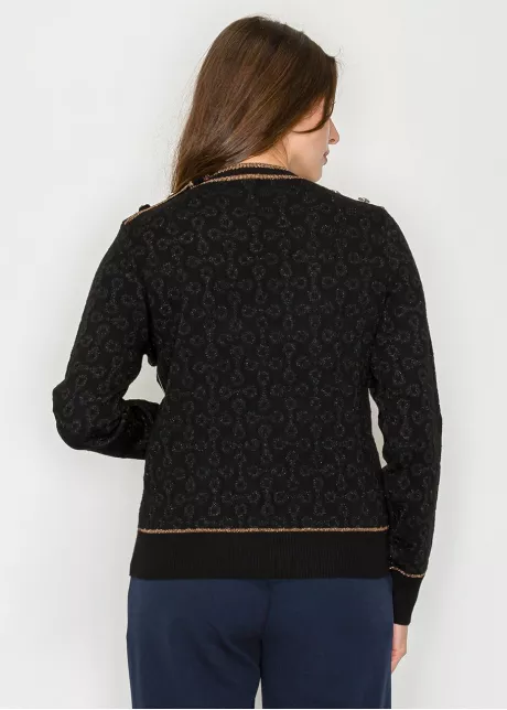 Shimmer Detail Knit Pullover in Black
