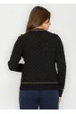 Shimmer Detail Knit Pullover in Black