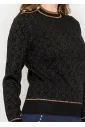 Shimmer Detail Knit Pullover in Black