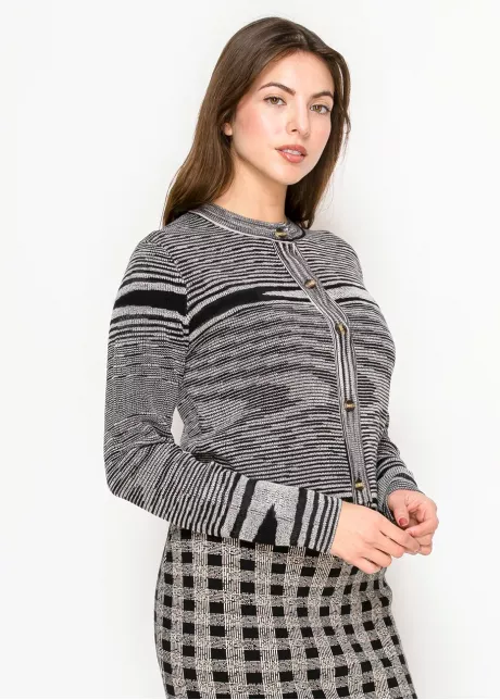 Graphic Stripe Knit Cardigan