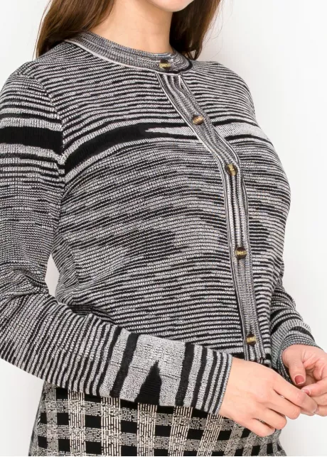 Graphic Stripe Knit Cardigan