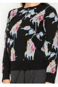 Black Floral Jacquard Knit Sweater