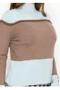 Mock Neck Colorblock Sweater – Blue & Mocha