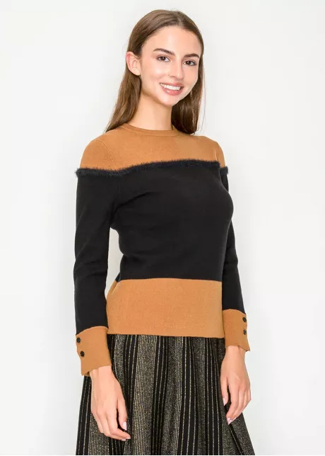 Modern Crewneck in Camel and Black
