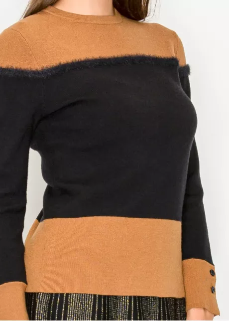 Modern Crewneck in Camel and Black