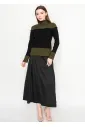 Olive and Black Colorblock Turtleneck Sweater