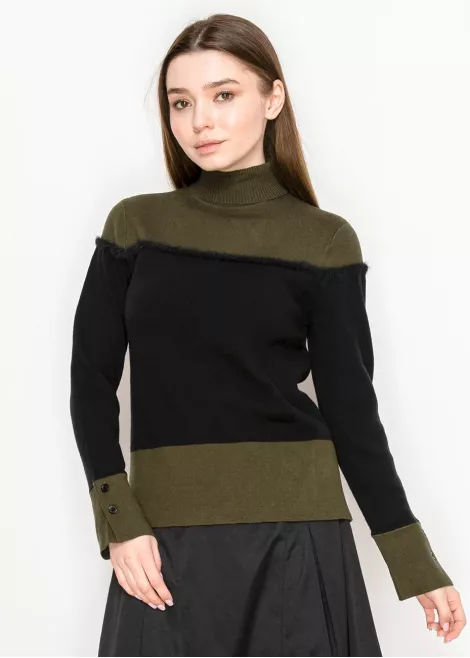 Olive and Black Colorblock Turtleneck Sweater Olive and Black Colorblock Turtleneck Sweater