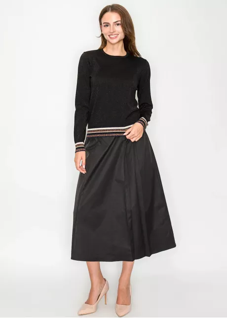 Ribbed Stripe Trim Sparkle Sweater