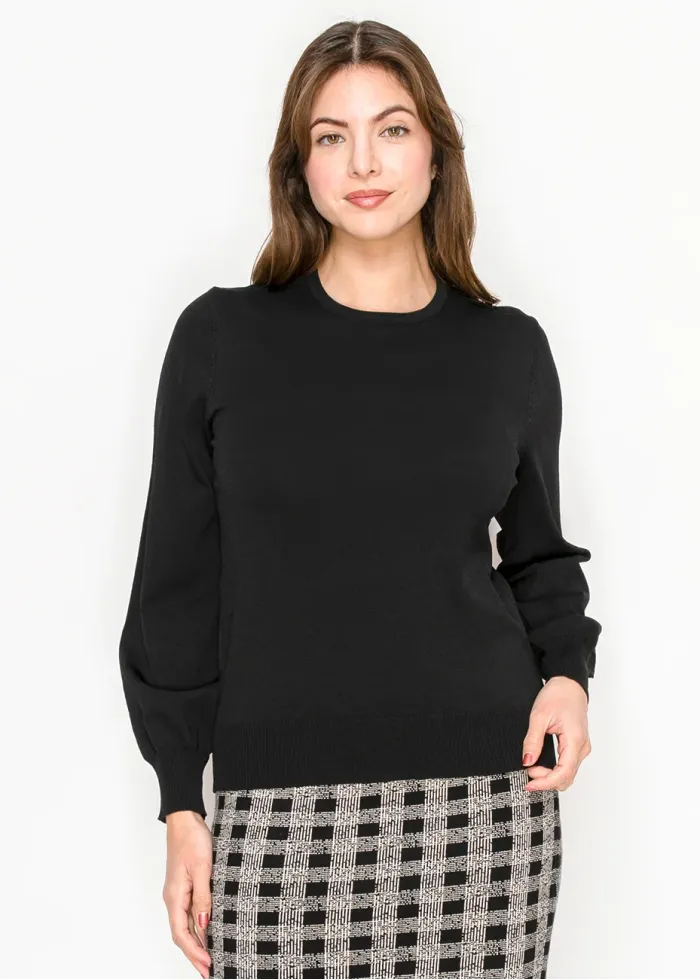 Everyday Black Crewneck Knit Sweater