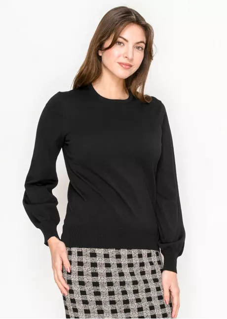 Everyday Black Crewneck Knit Sweater