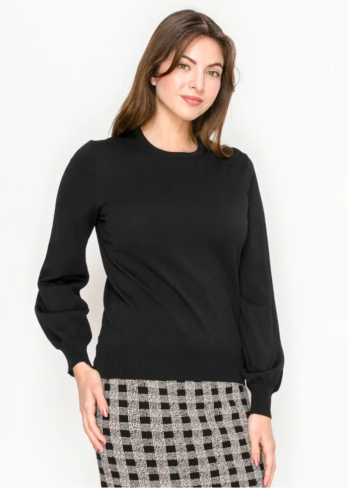Everyday Black Crewneck Knit Sweater