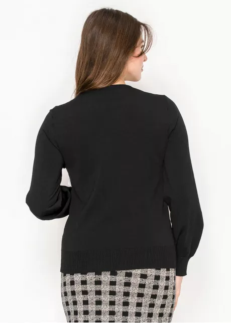 Everyday Black Crewneck Knit Sweater