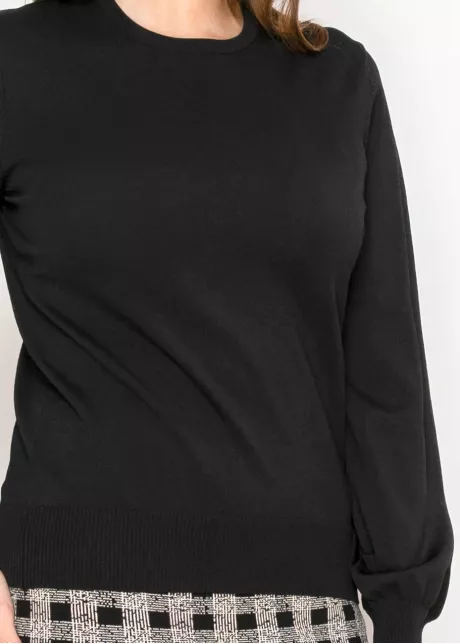 Everyday Black Crewneck Knit Sweater