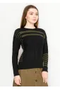 Black Sweater with Olive Stripes