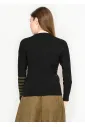 Black Sweater with Olive Stripes