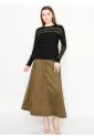Black Sweater with Olive Stripes