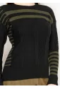 Black Sweater with Olive Stripes