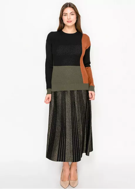 Multi Colorblock Crewneck Sweater