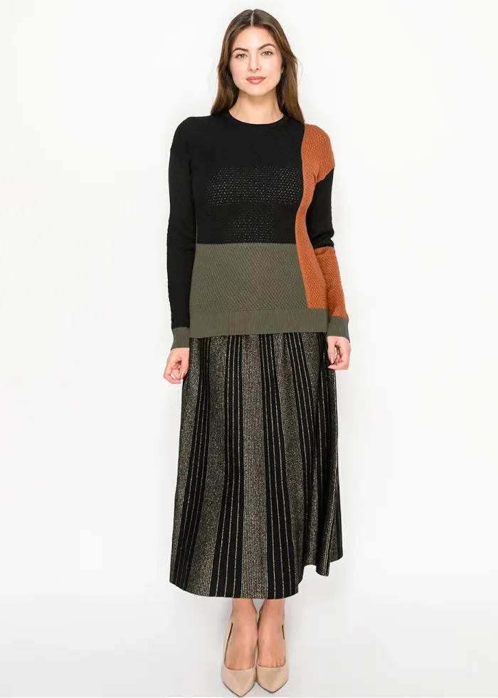 Multi Colorblock Crewneck Sweater