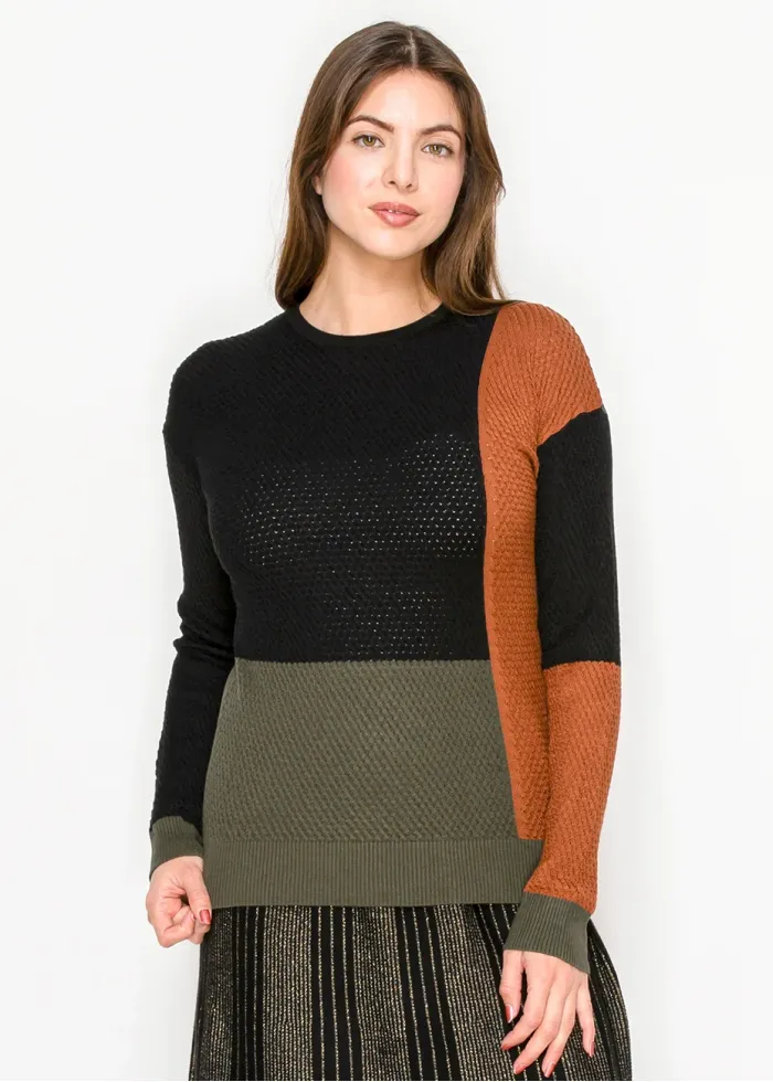 Multi Colorblock Crewneck Sweater
