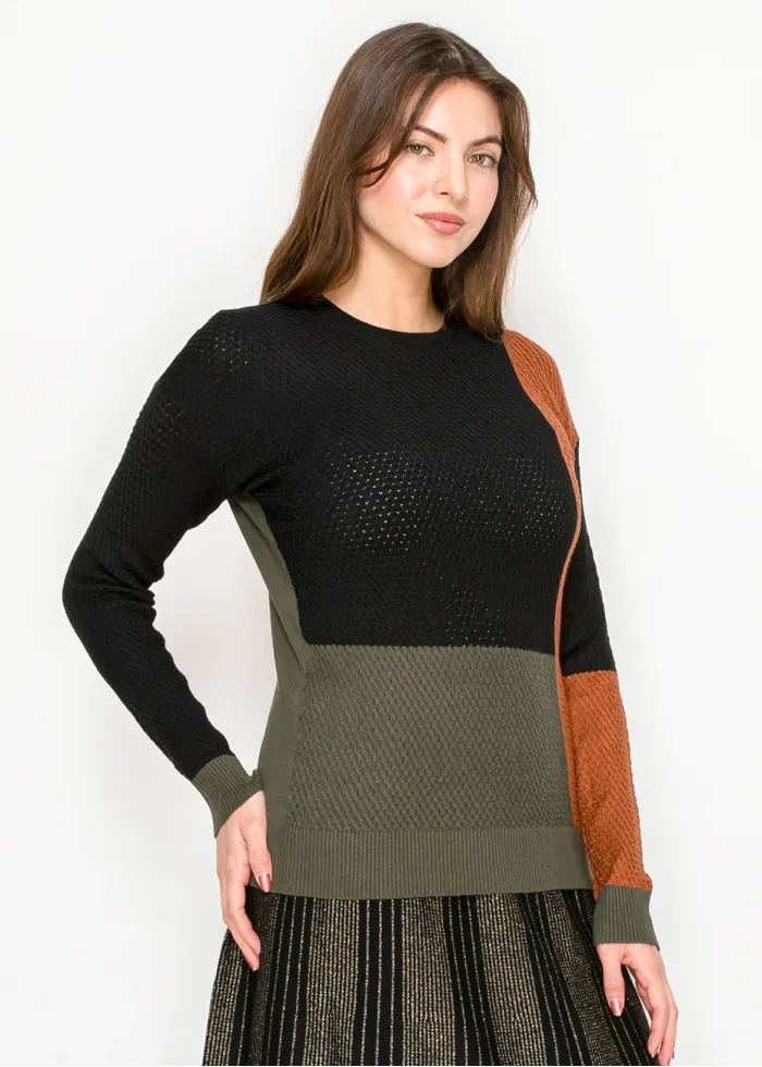 Multi Colorblock Crewneck Sweater