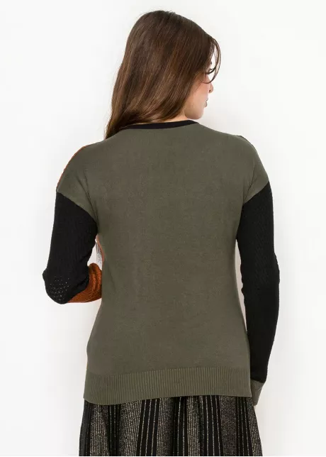 Multi Colorblock Crewneck Sweater