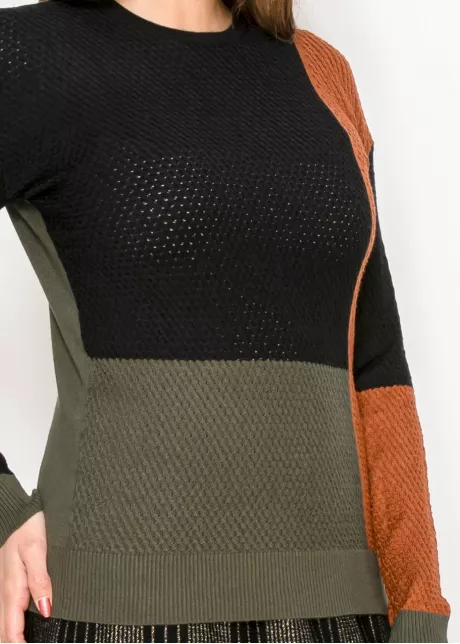 Multi Colorblock Crewneck Sweater