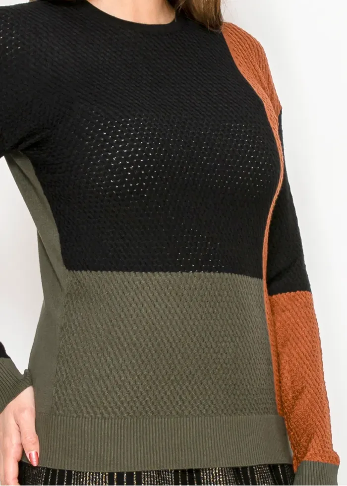 Multi Colorblock Crewneck Sweater