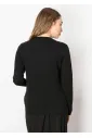 Black Knit Sweater with Front Button Detail