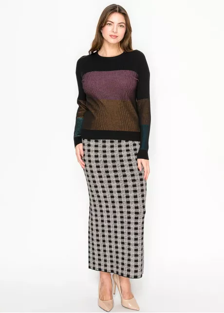 Colorblock Ribbed Sweater in Black Multi