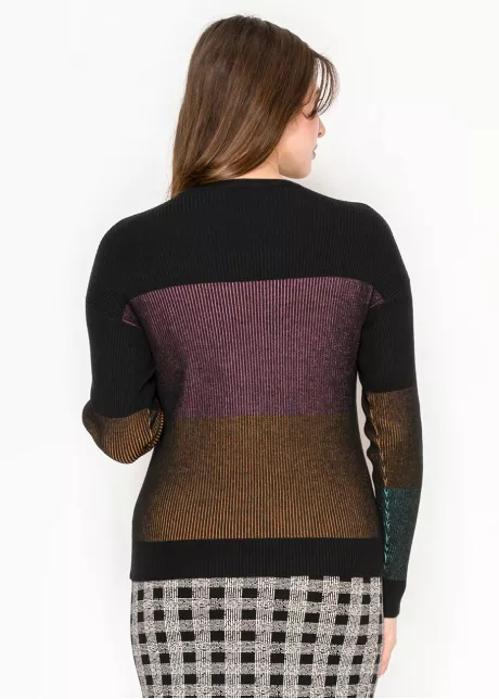 Colorblock Ribbed Sweater in Black Multi
