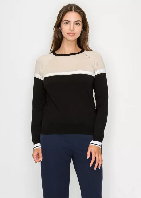 Black and Beige Colorblock Sweater