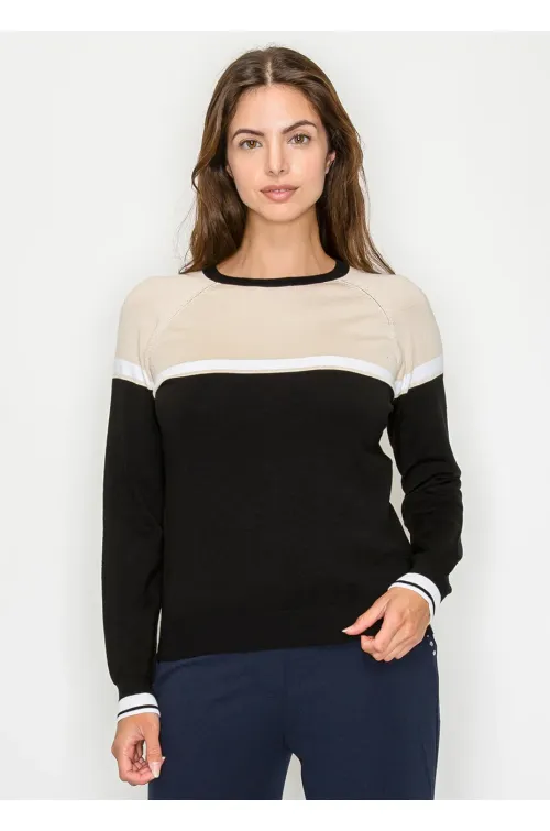 Black and Beige Colorblock Sweater