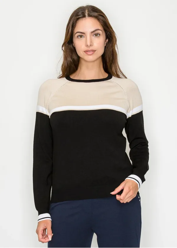 Black and Beige Colorblock Sweater
